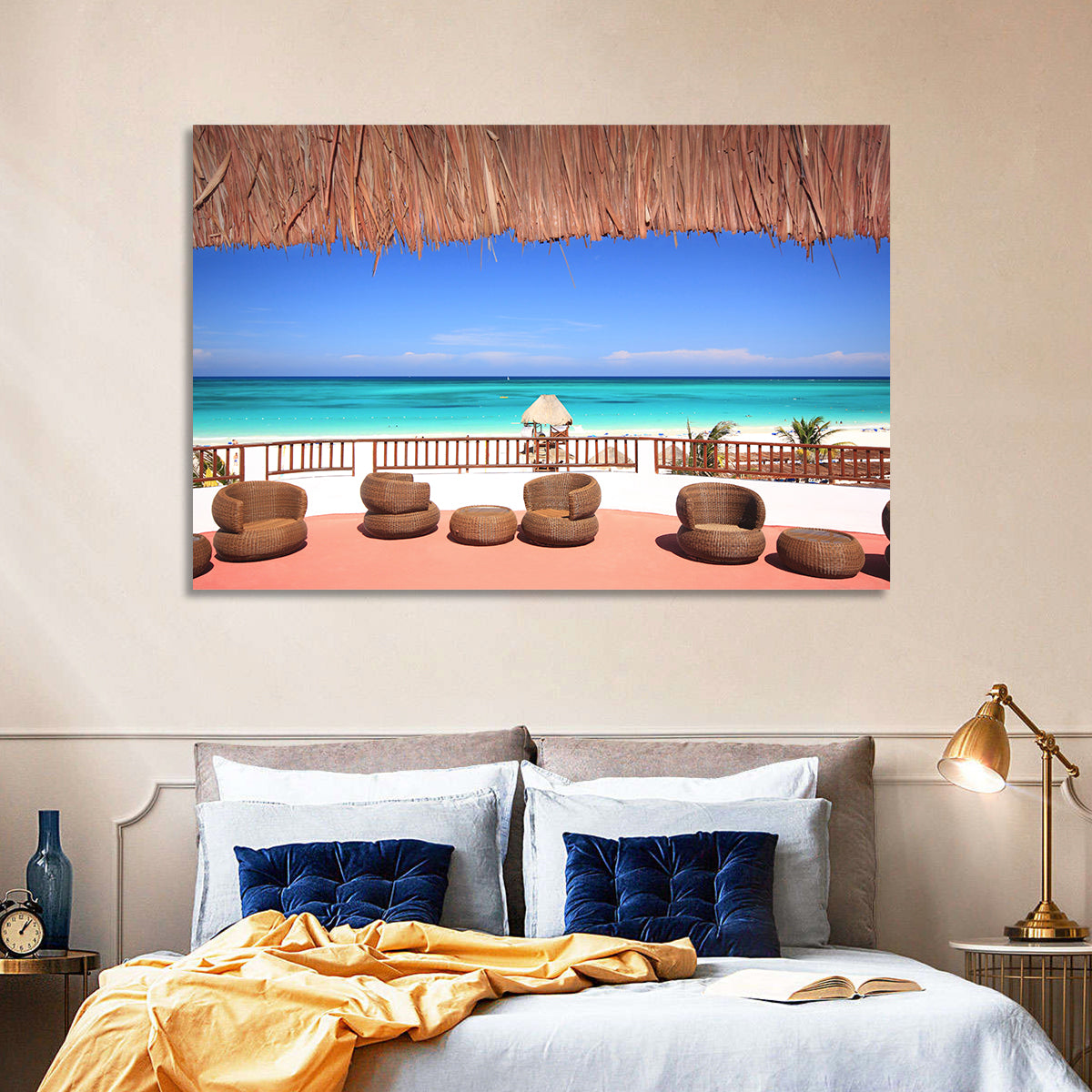 Beach Resort Balcony View Wall Art in a room, landscape