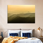 Misty Golden Ridge Landscape Wall Art