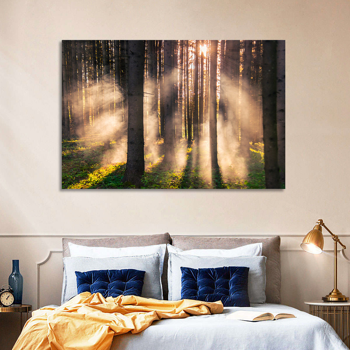 Sunrise Through Misty Forest Wall Art