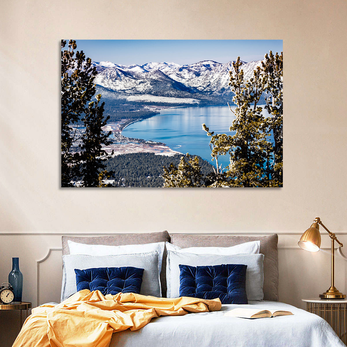 Lake Tahoe Sierra Vista Wall Art in a room, landscape