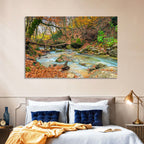 Mossy Footbridge in Autumn Forest Wall Art