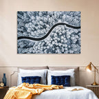 S-curve Winter Forest Road Wall Art