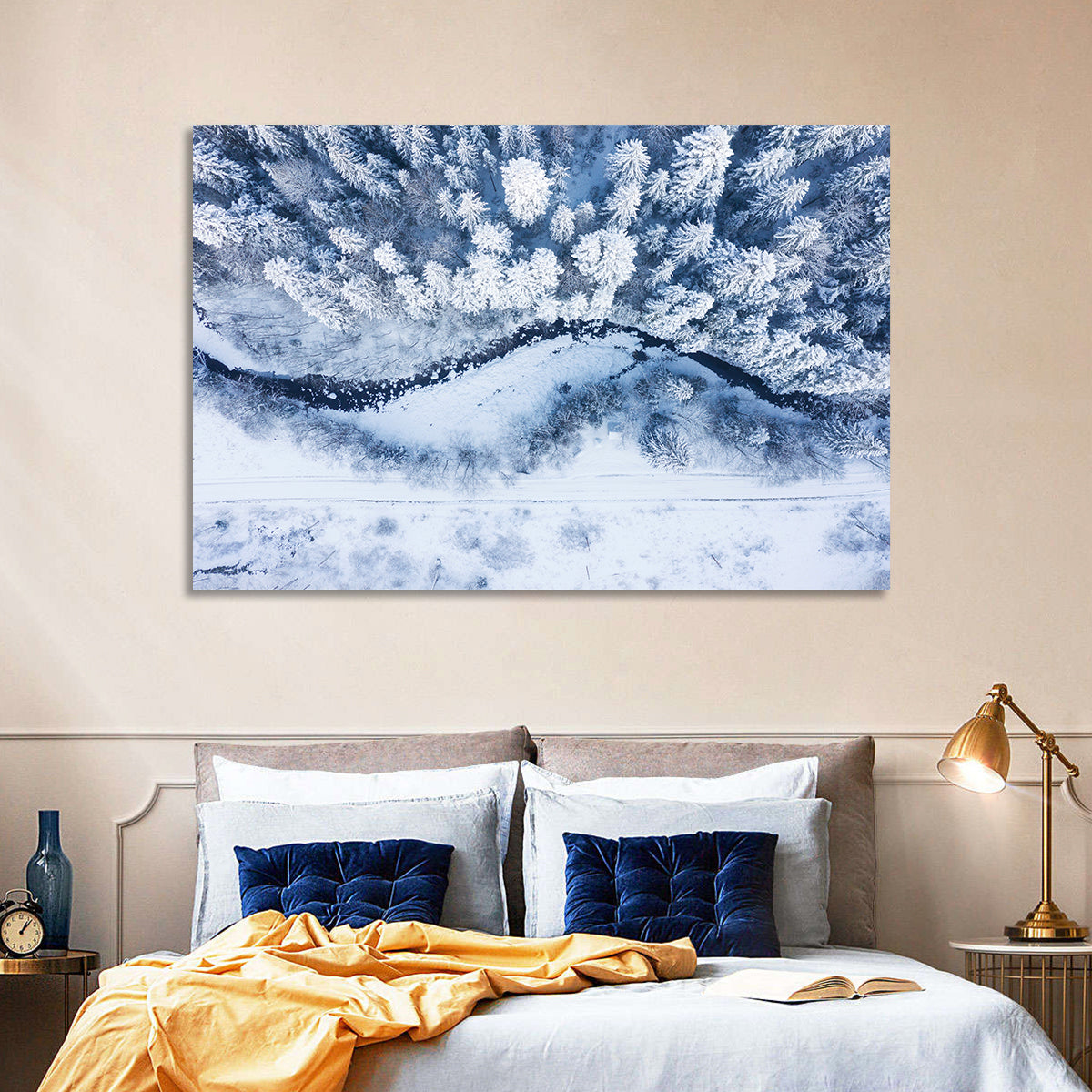 Winding Snowy River Wall Art in a room, landscape