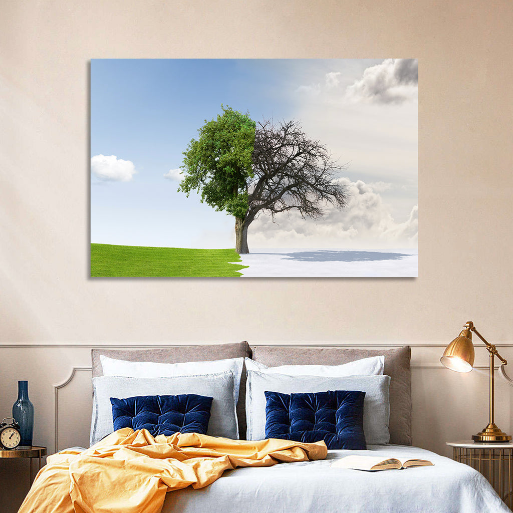 Summer to Winter Split Tree Wall Art