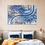 Winding Snow-covered Forest Road Wall Art