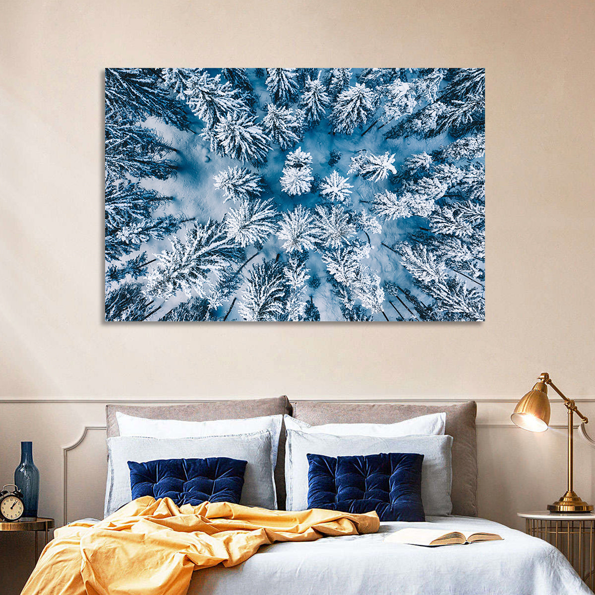 Aerial Snowy Evergreen Canopy Wall Art
