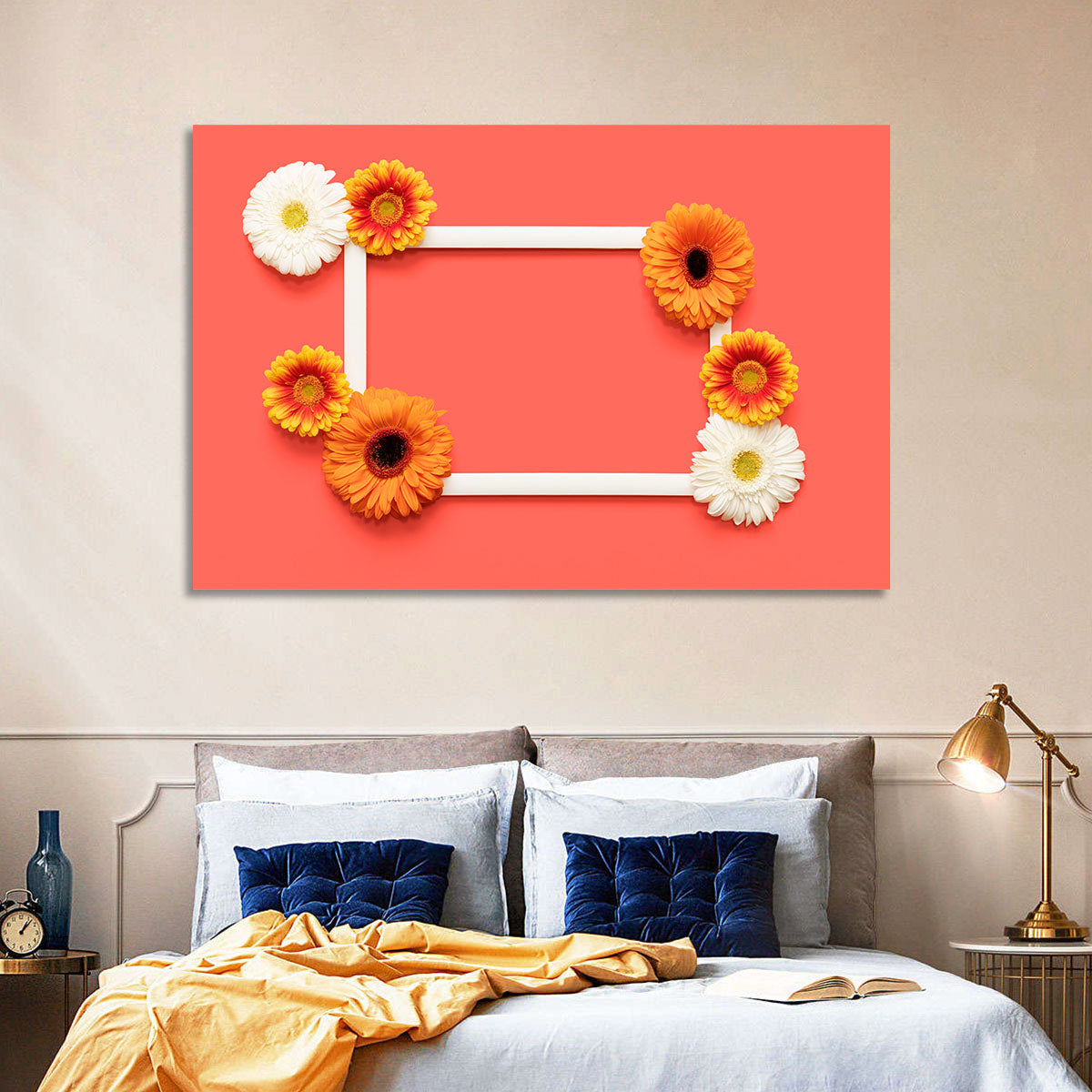 Handwritten Gerbera Greeting Wall Art in a room, landscape