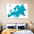 Teal Gradient Europe Map Wall Art