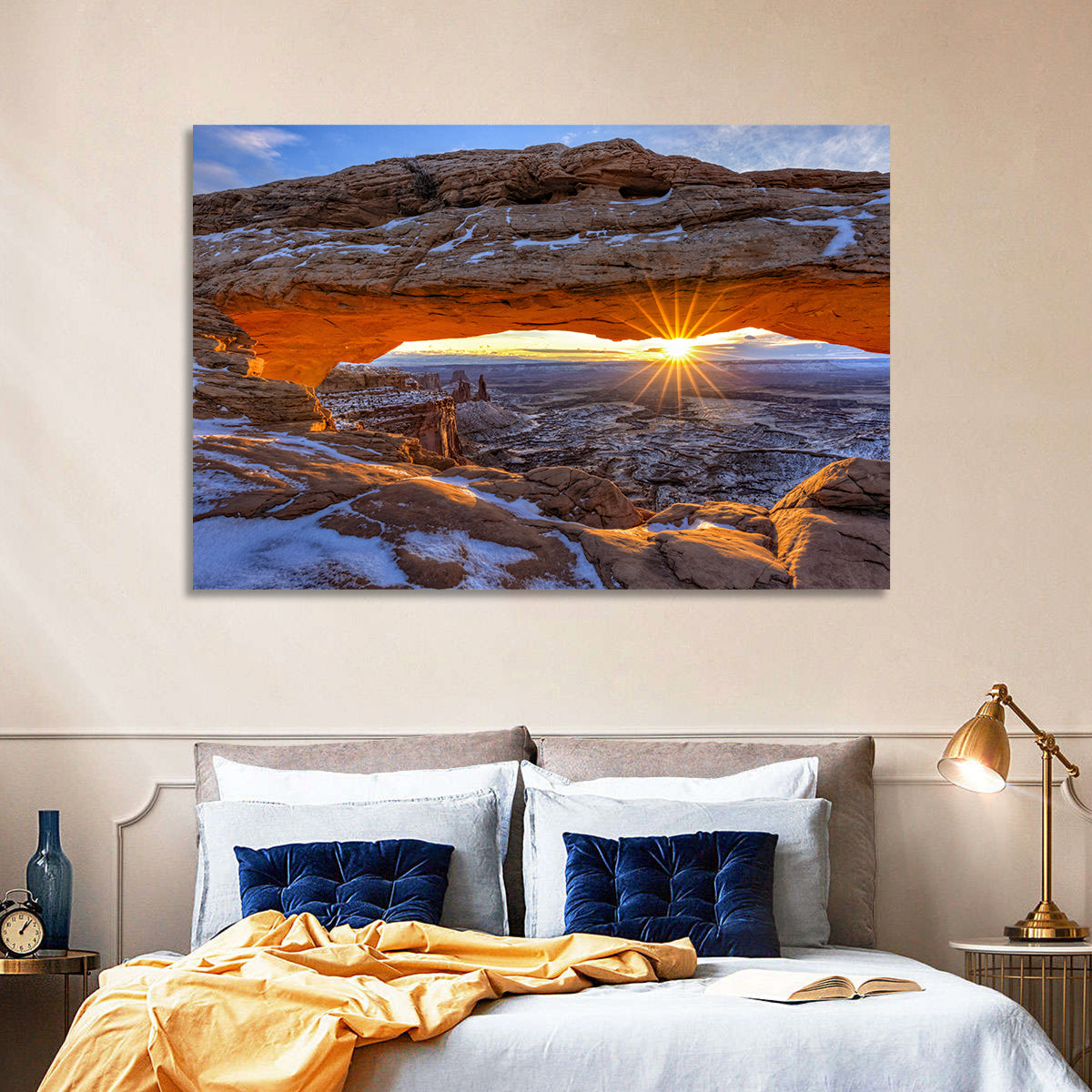 Sunrise at Mesa Arch Wall Art in a room, landscape