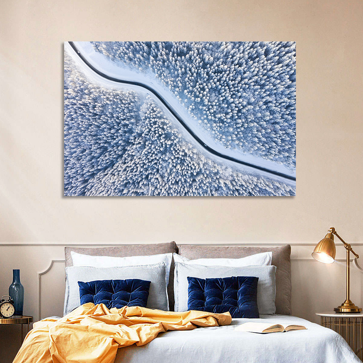 Winding Snowy Forest Road Wall Art