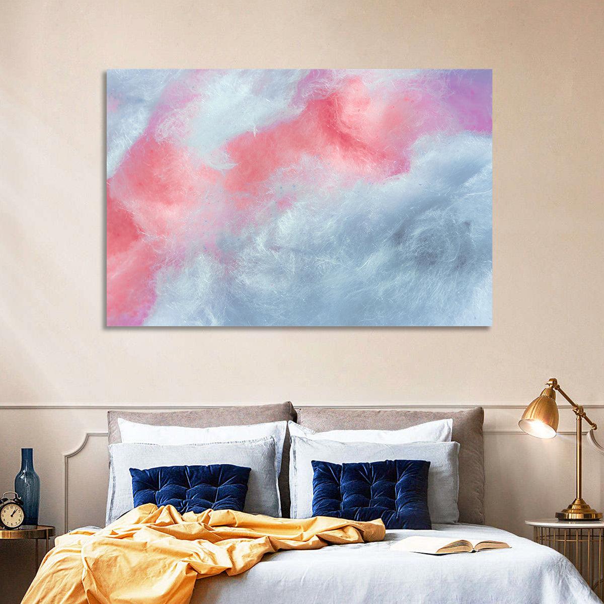 Spun Sugar Abstract Wall Art in a room, landscape