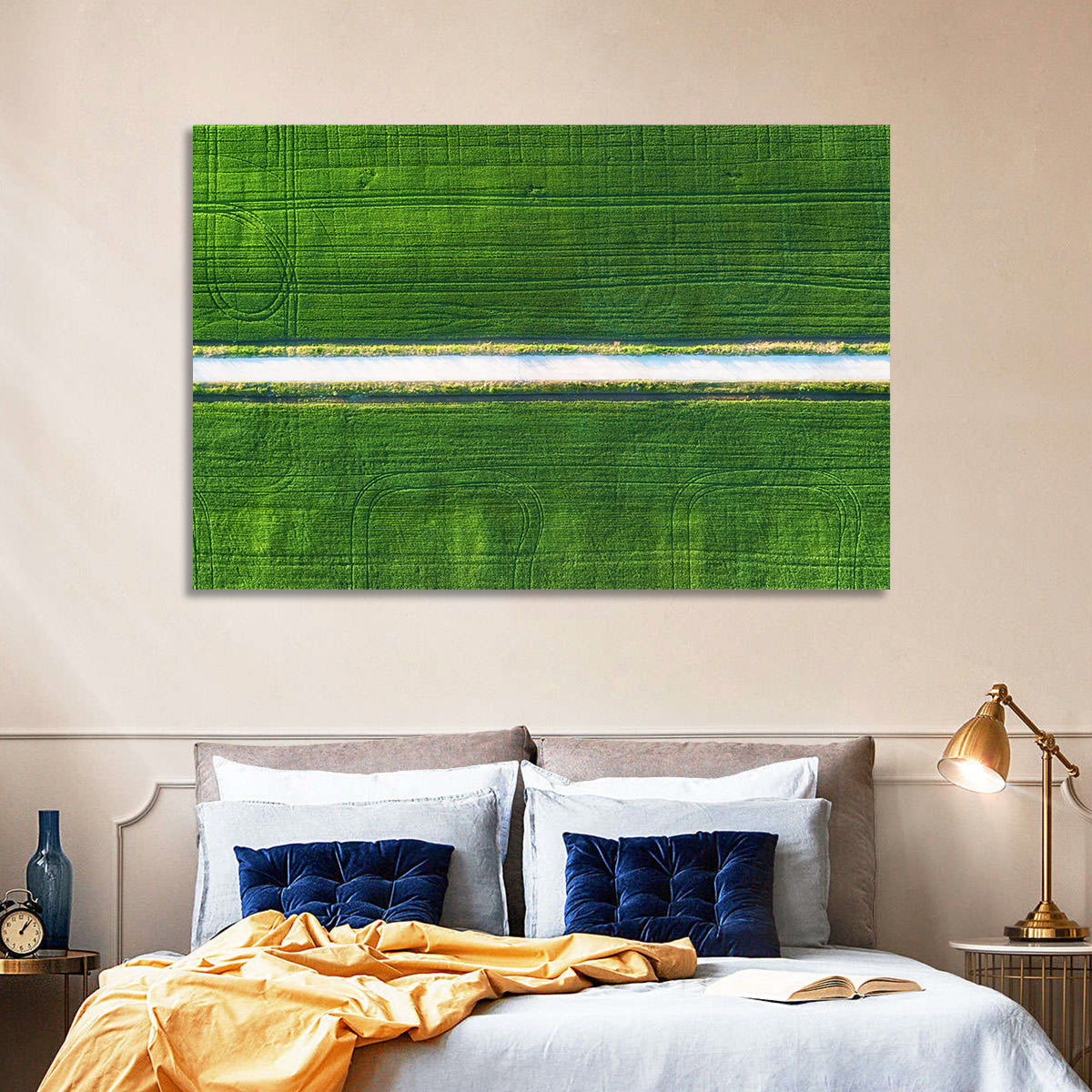 Aerial Irrigation Canal View Wall Art in a room, landscape