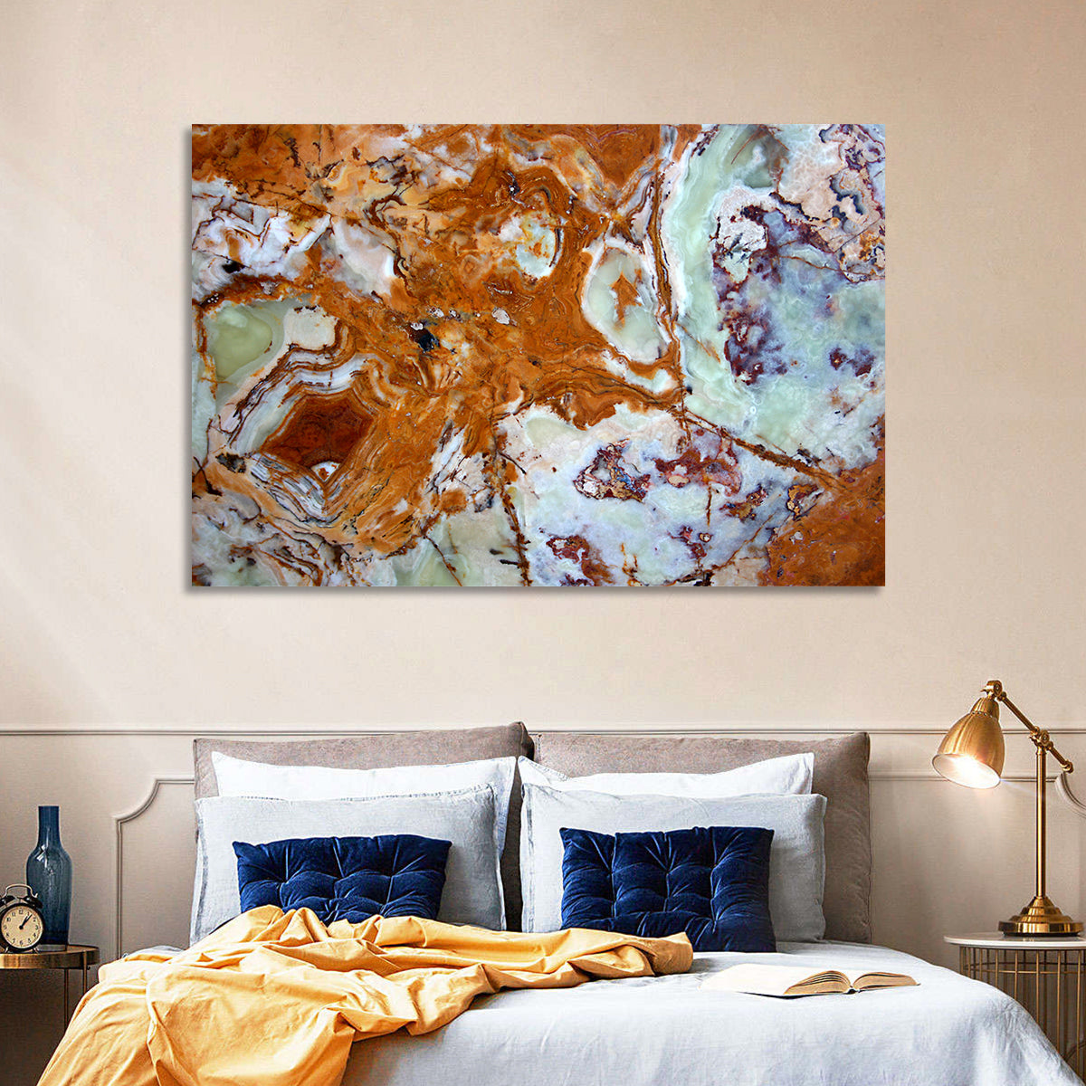 Onyx Texture Abstract Wall Art in a room, landscape