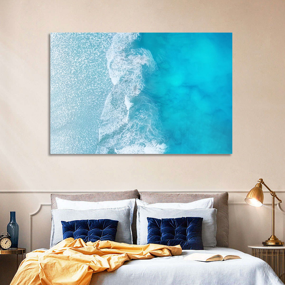 Turquoise Aerial Ocean Waves Wall Art