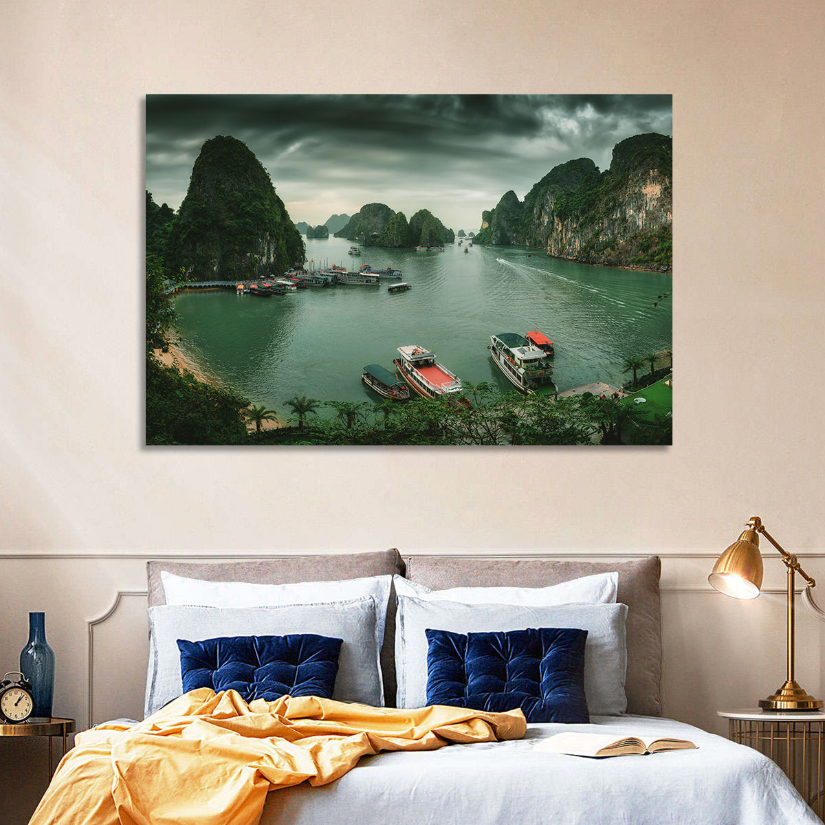 Ha Long Bay Vista Wall Art in a room, landscape