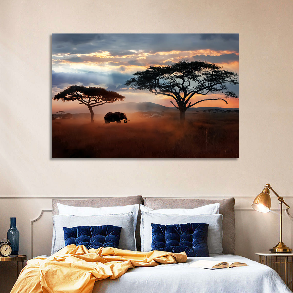 Savanna Elephant at Sunset Wall Art