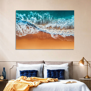 Sandy Beach Sea Waves Wall Art