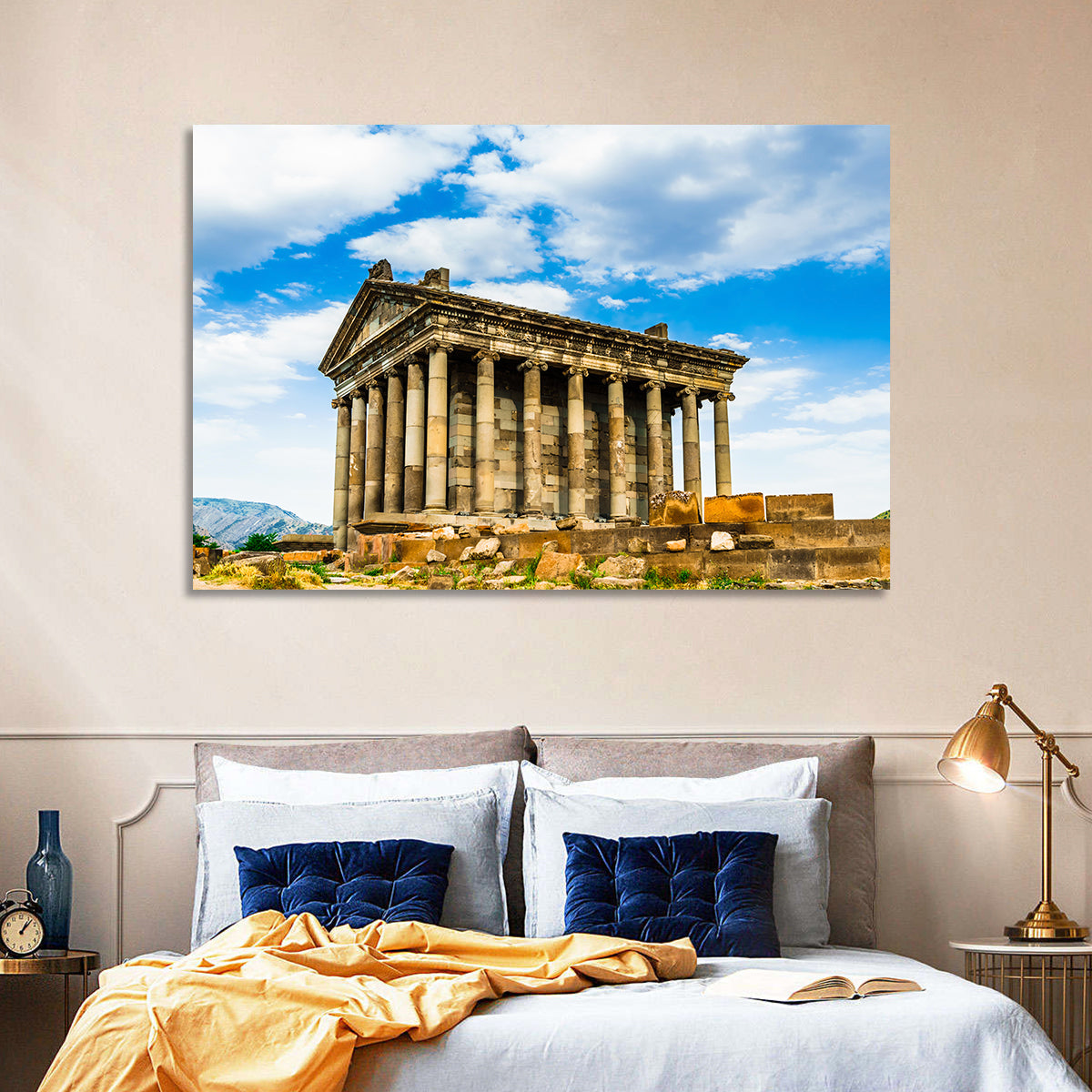 Temple of Garni Vintage Landscape Wall Art in a room, landscape