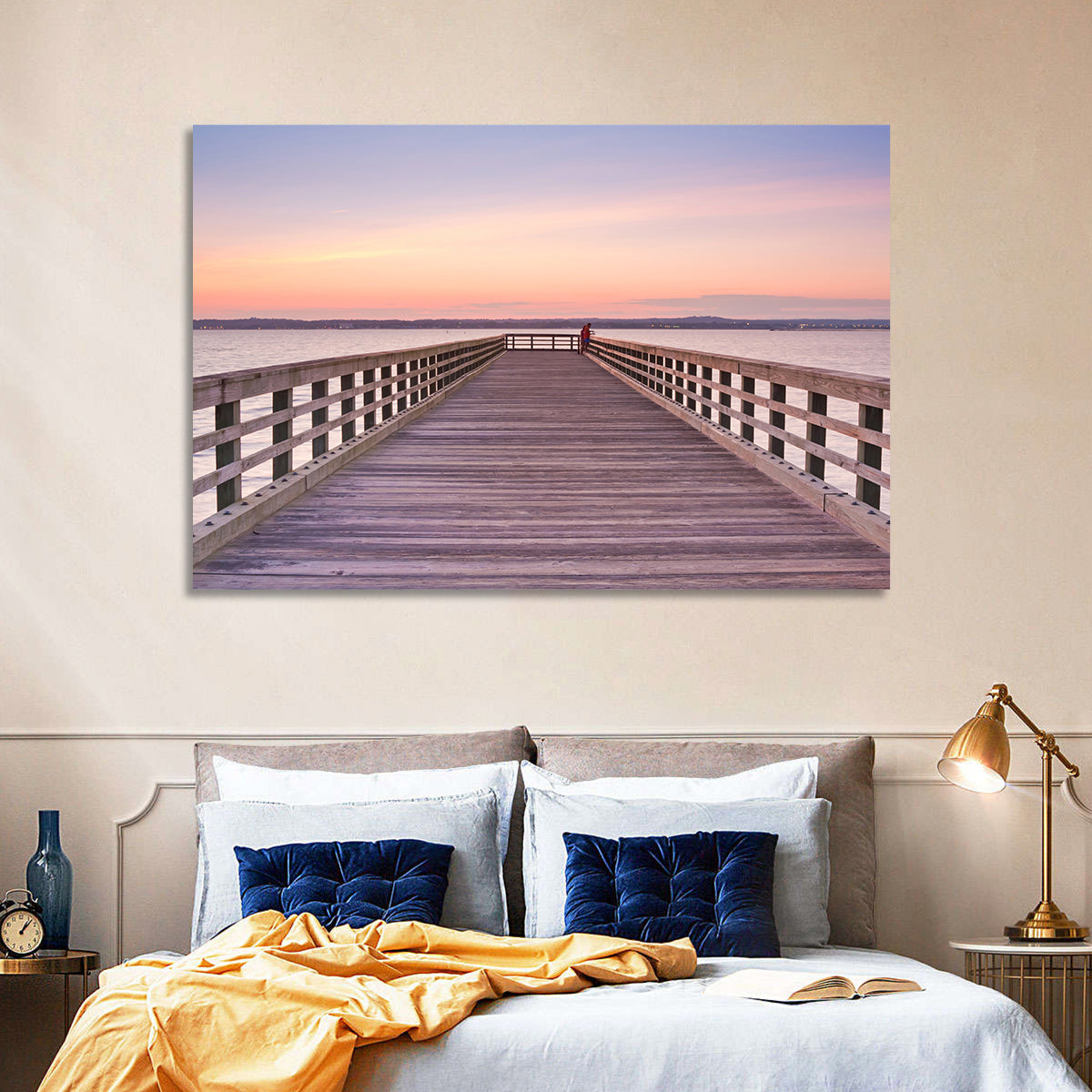 New Haven Wooden Pier Wall Art in a room, landscape