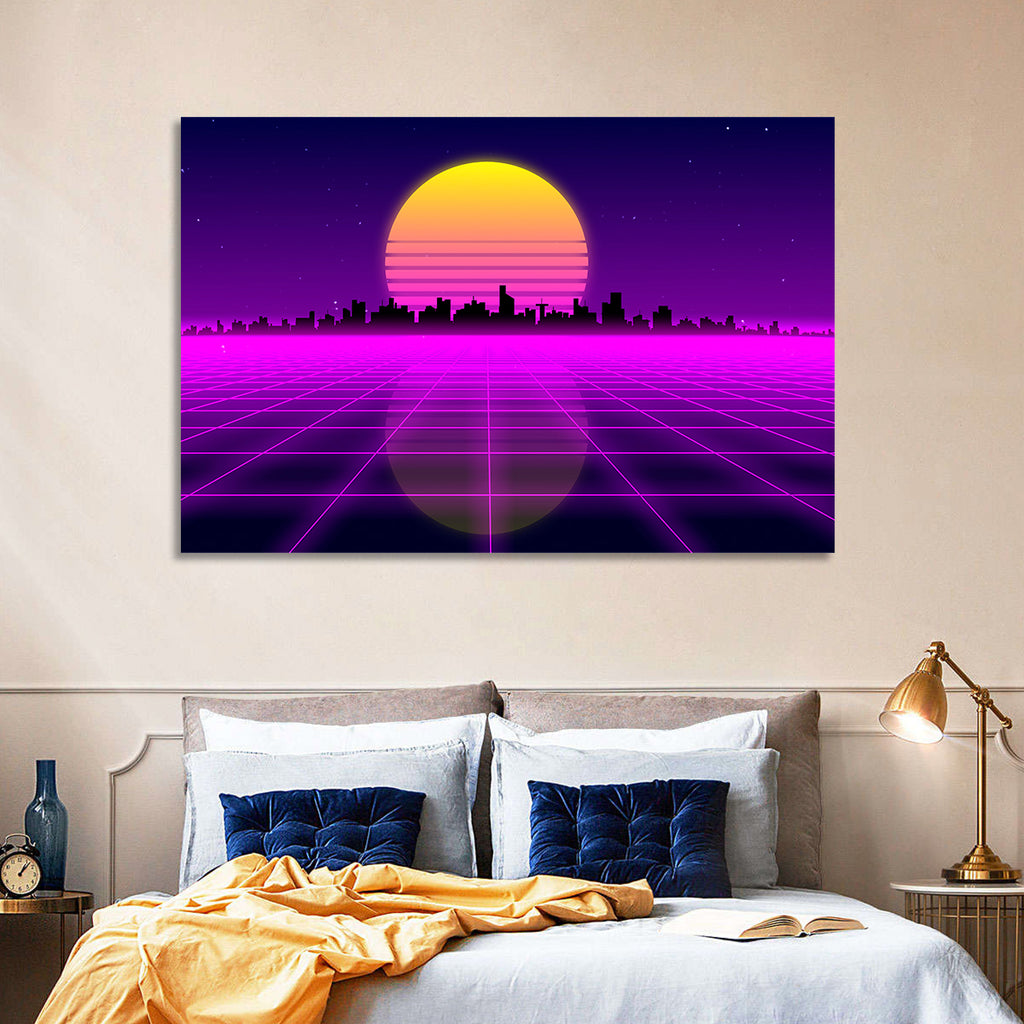 Neon Sunrise Skyline Wall Art