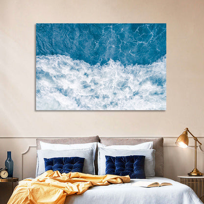 Blue Sea Stormy Wave Wall Art