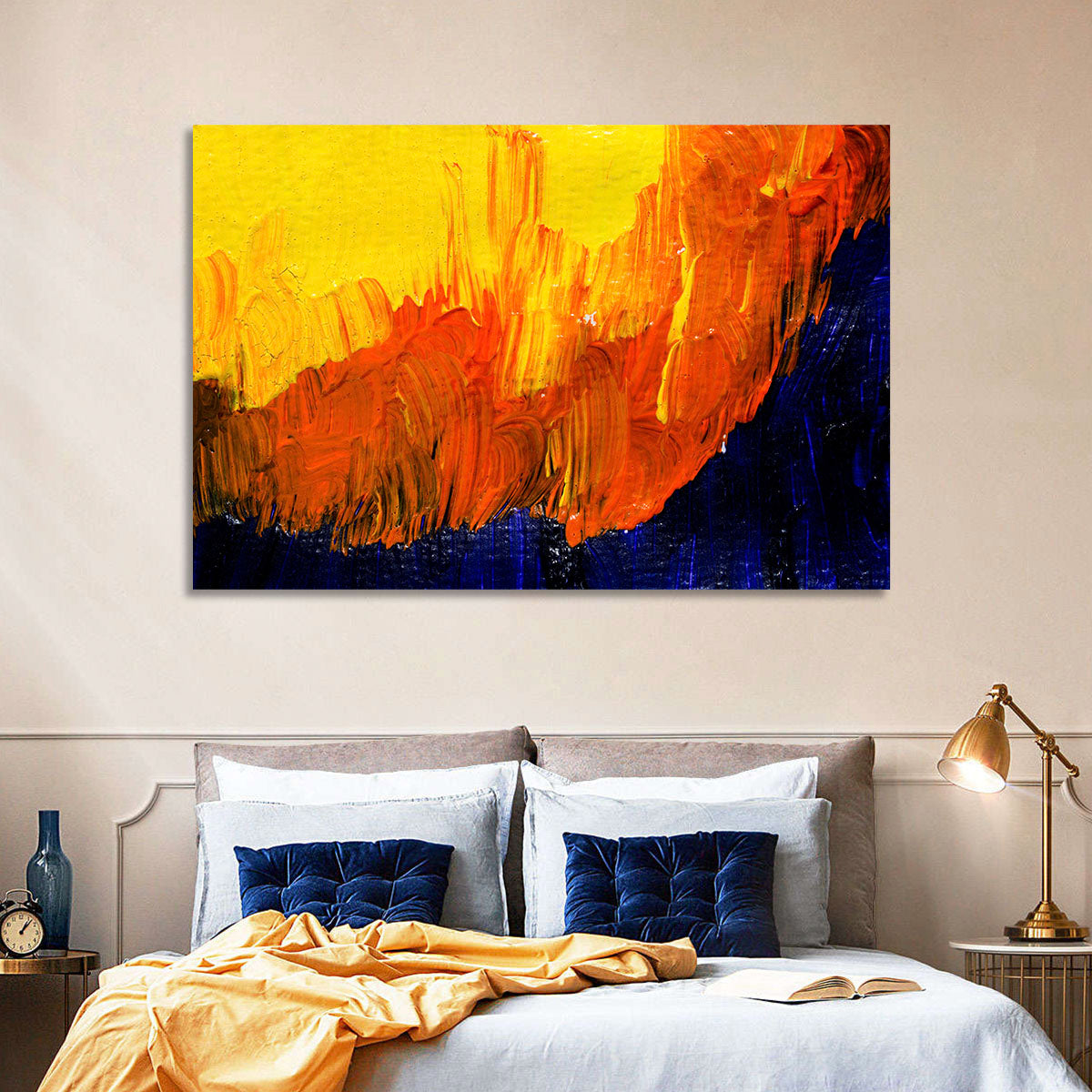 Mountain Ridge Abstract Wall Art in a room, landscape