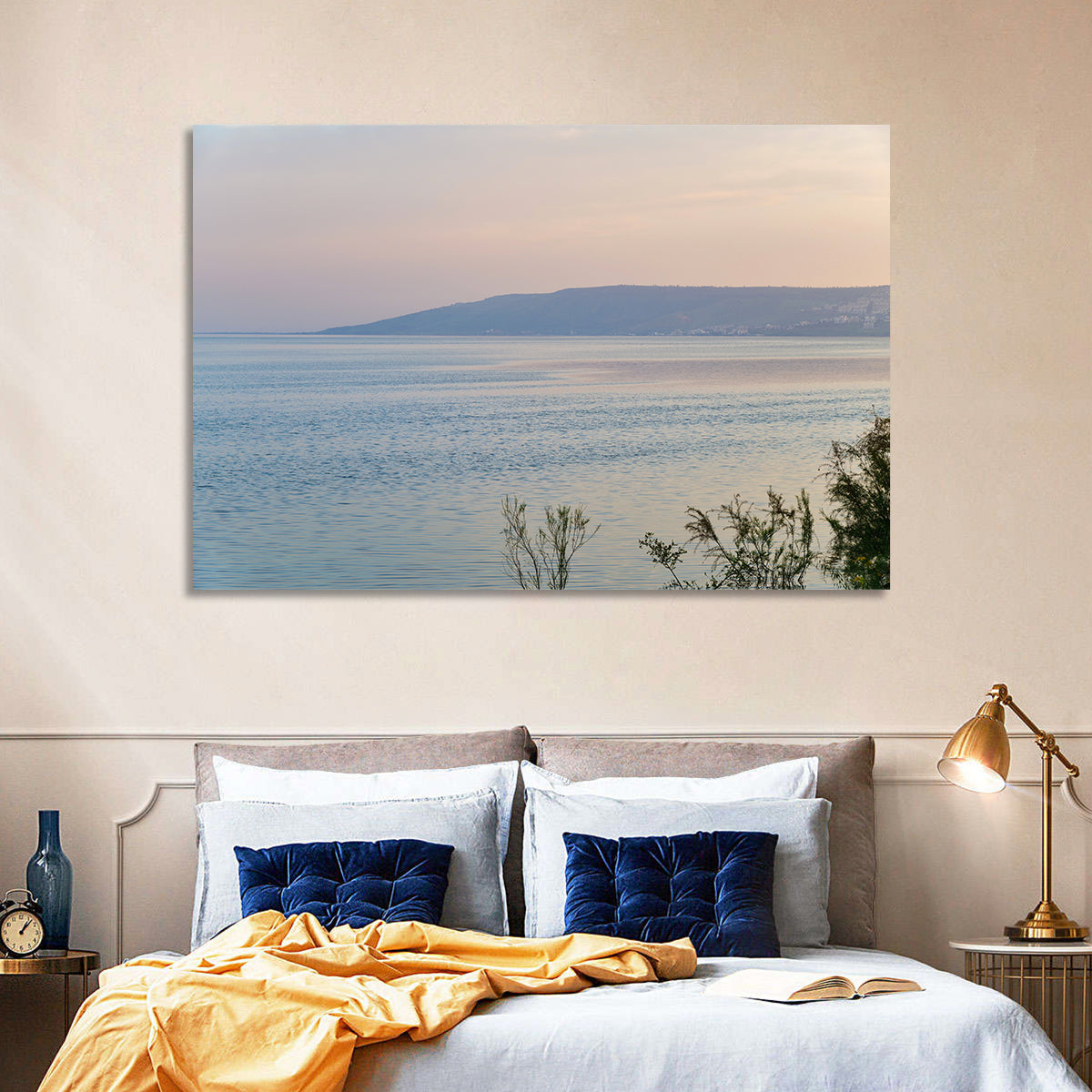 Sea of Galilee at Dusk Wall Art in a room, landscape