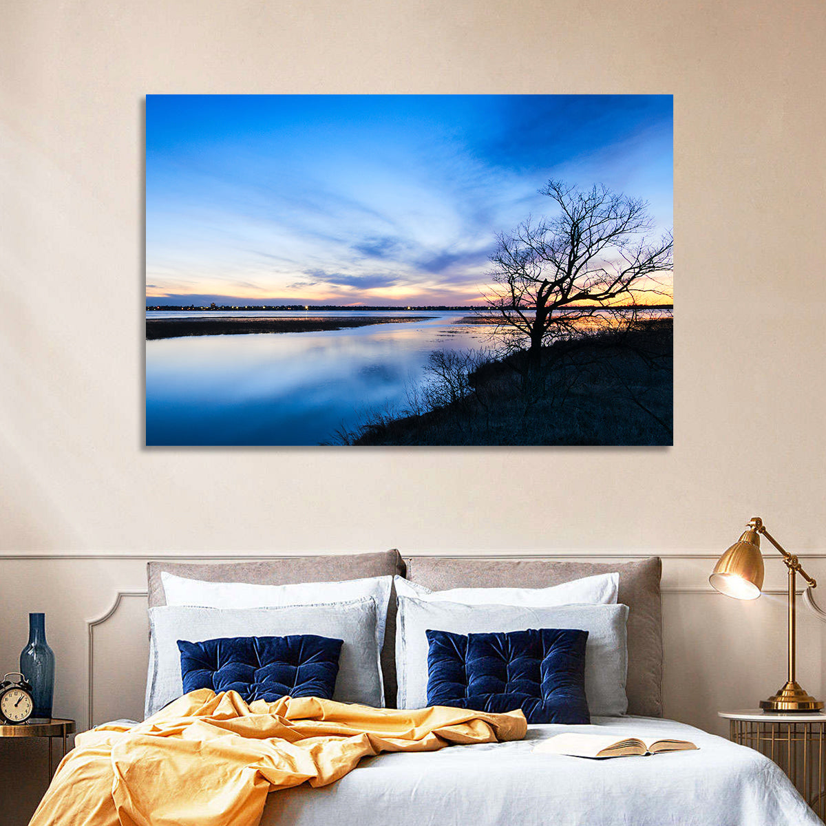 Lake Bemidji Twilight Wall Art in a room, landscape
