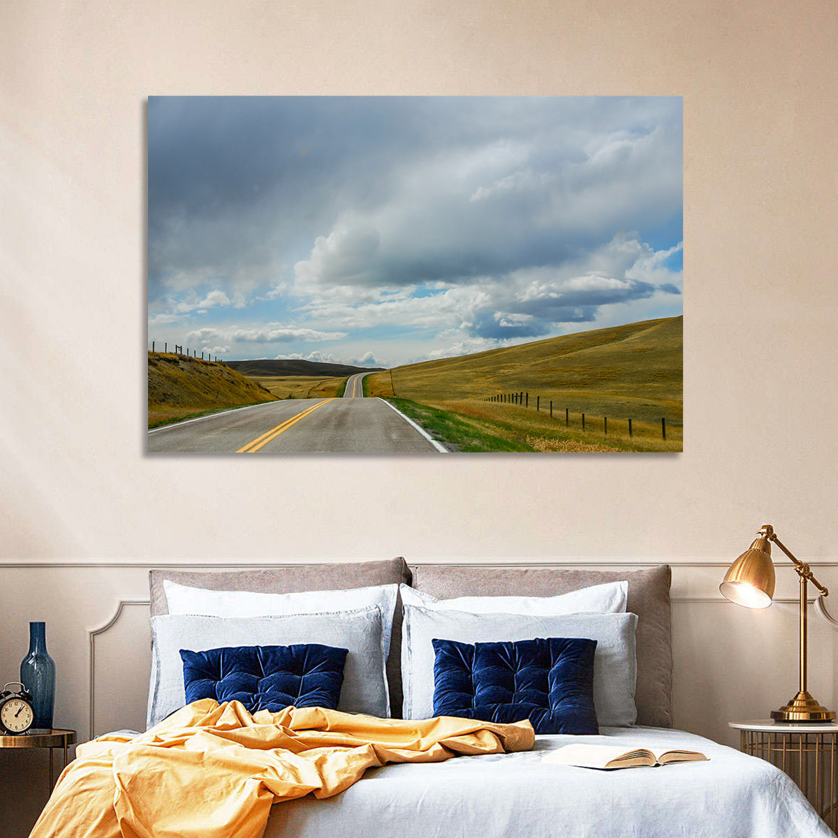Montana Road Through Golden Hills Wall Art