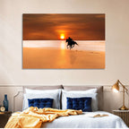 Horse and Rider at Sunset Wall Art