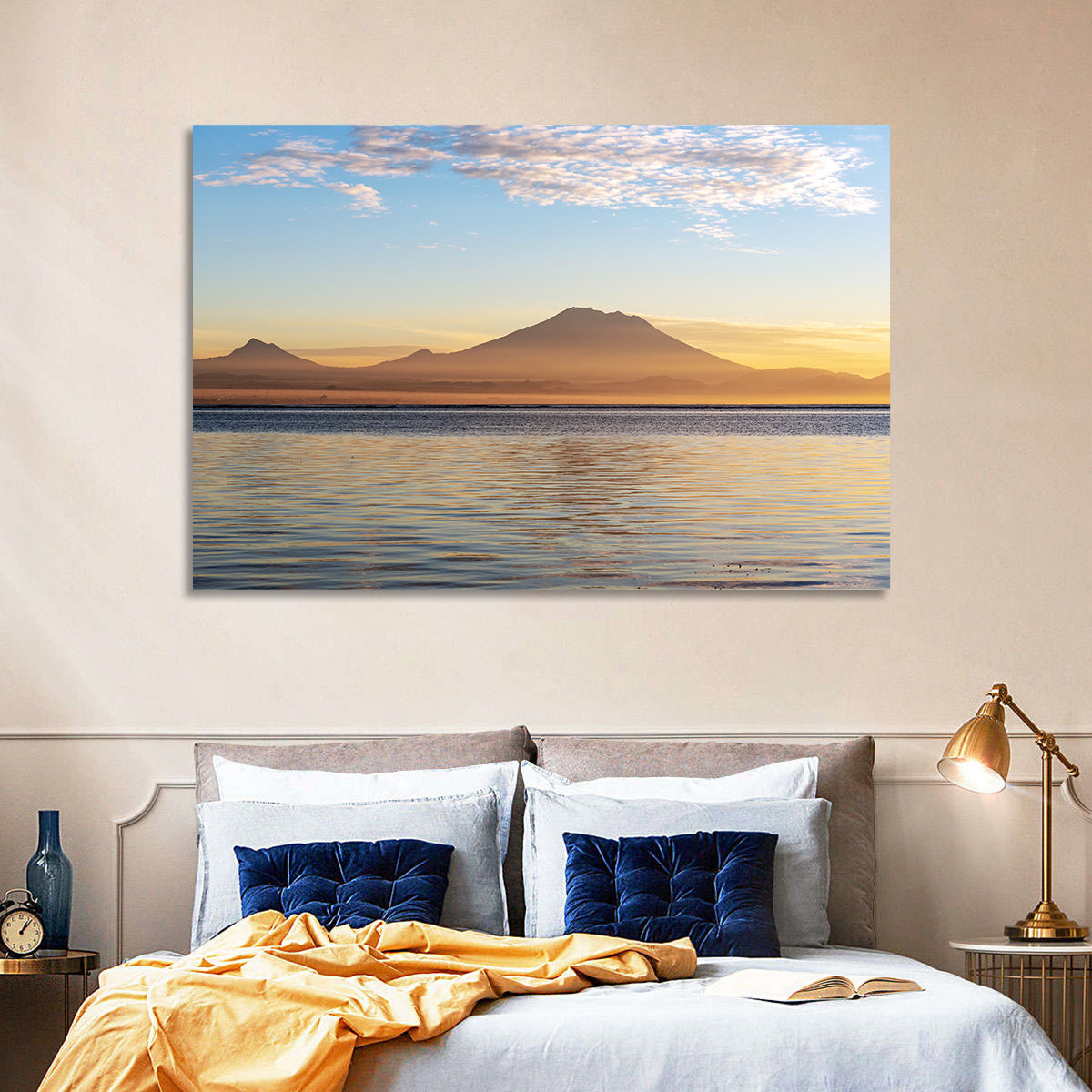 Mount Agung Sunrise Wall Art in a room, landscape