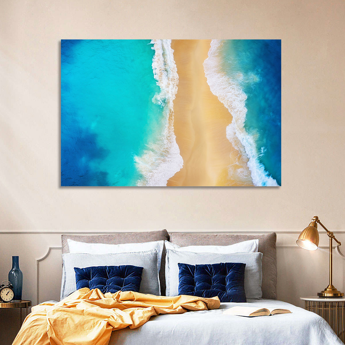 Nusa Penida Turquoise Beach Wall Art in a room, landscape