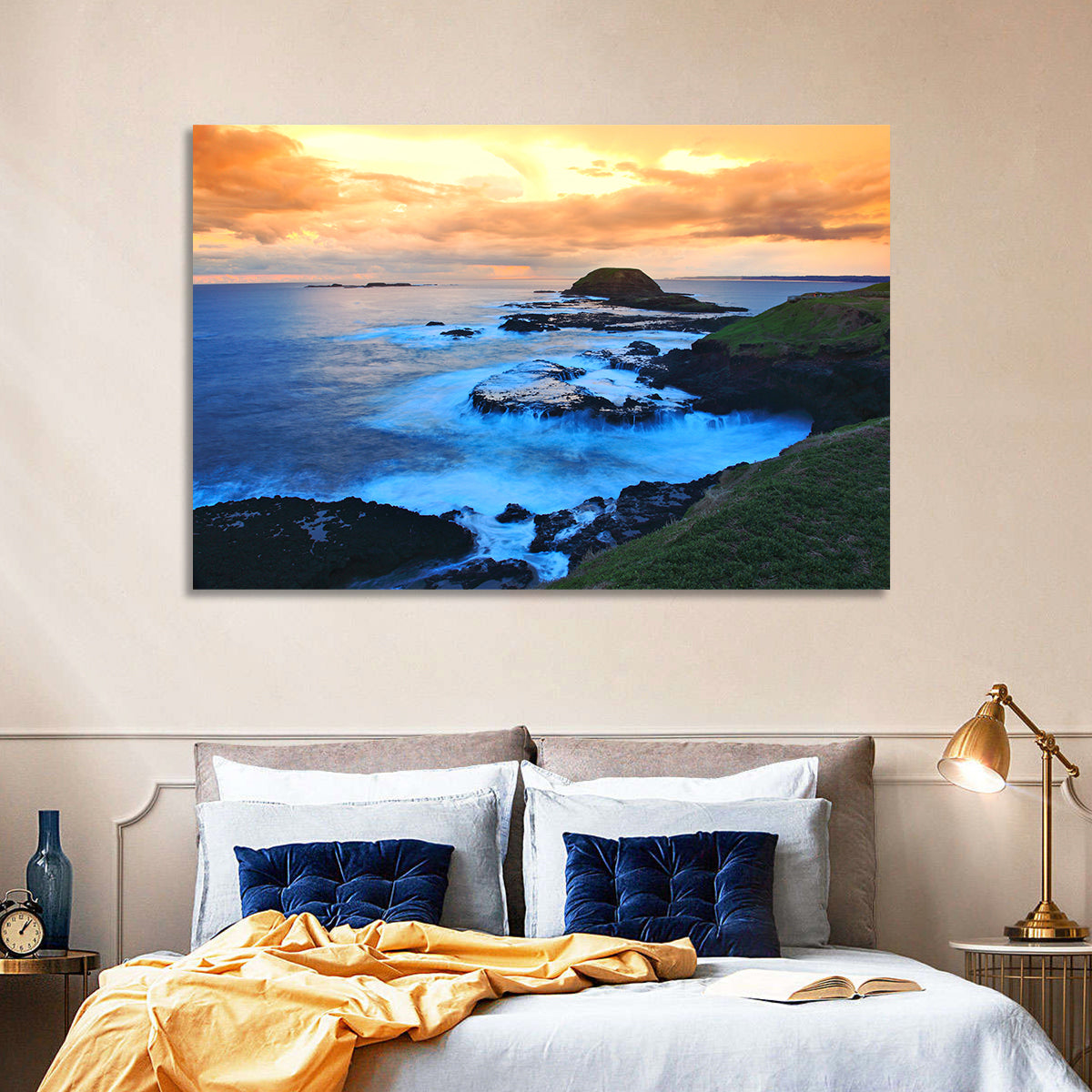 Phillip Island Cliffs at Sunset Wall Art in a room, landscape