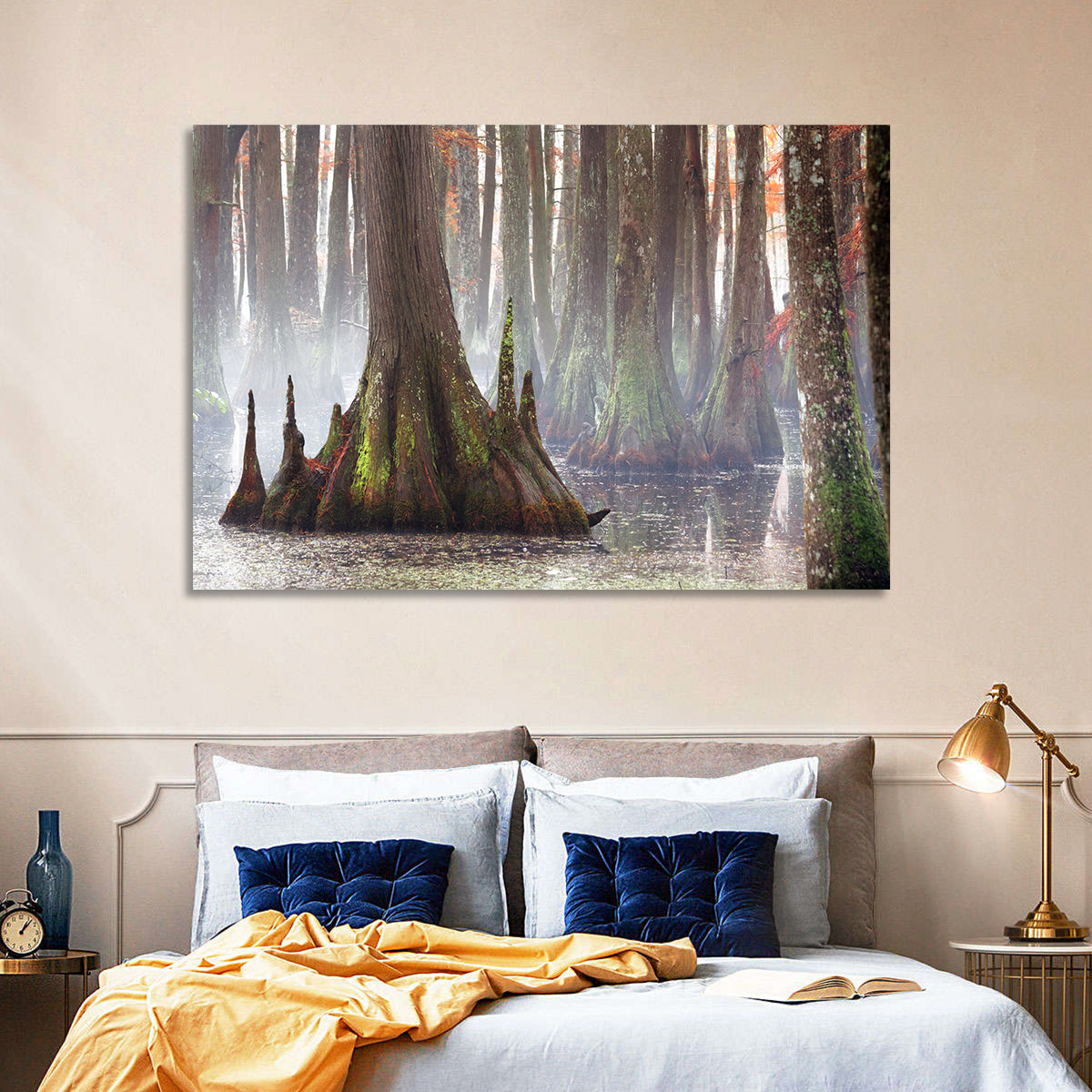 Chicot State Park Morning Fog Wall Art in a room, landscape