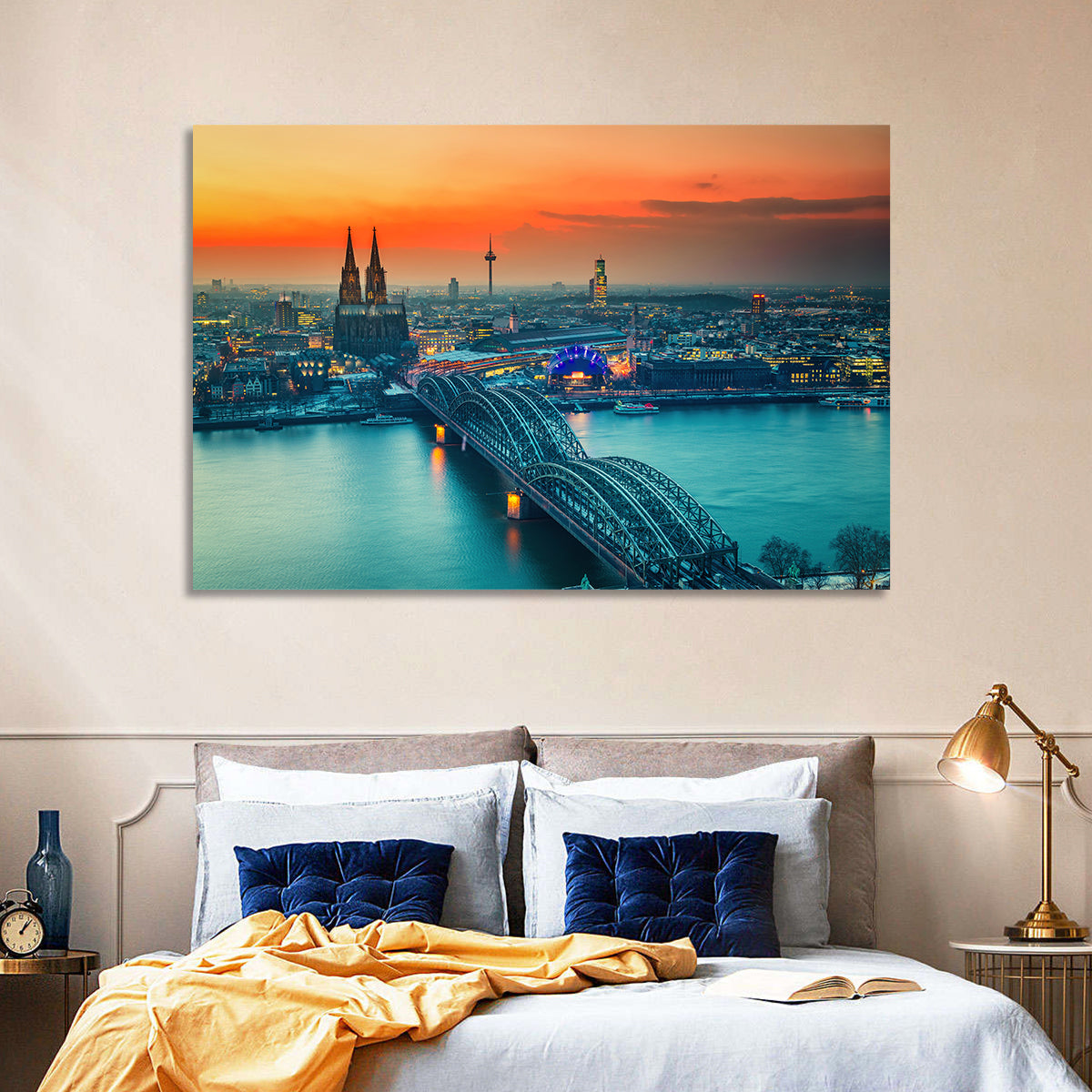 Hohenzollern Bridge at Dusk Wall Art in a room, landscape