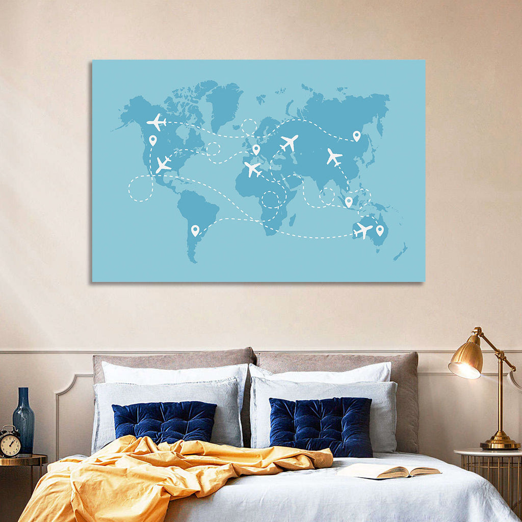 World Flight Routes Map Wall Art