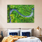 Blue Car on Summer Forest Road Wall Art