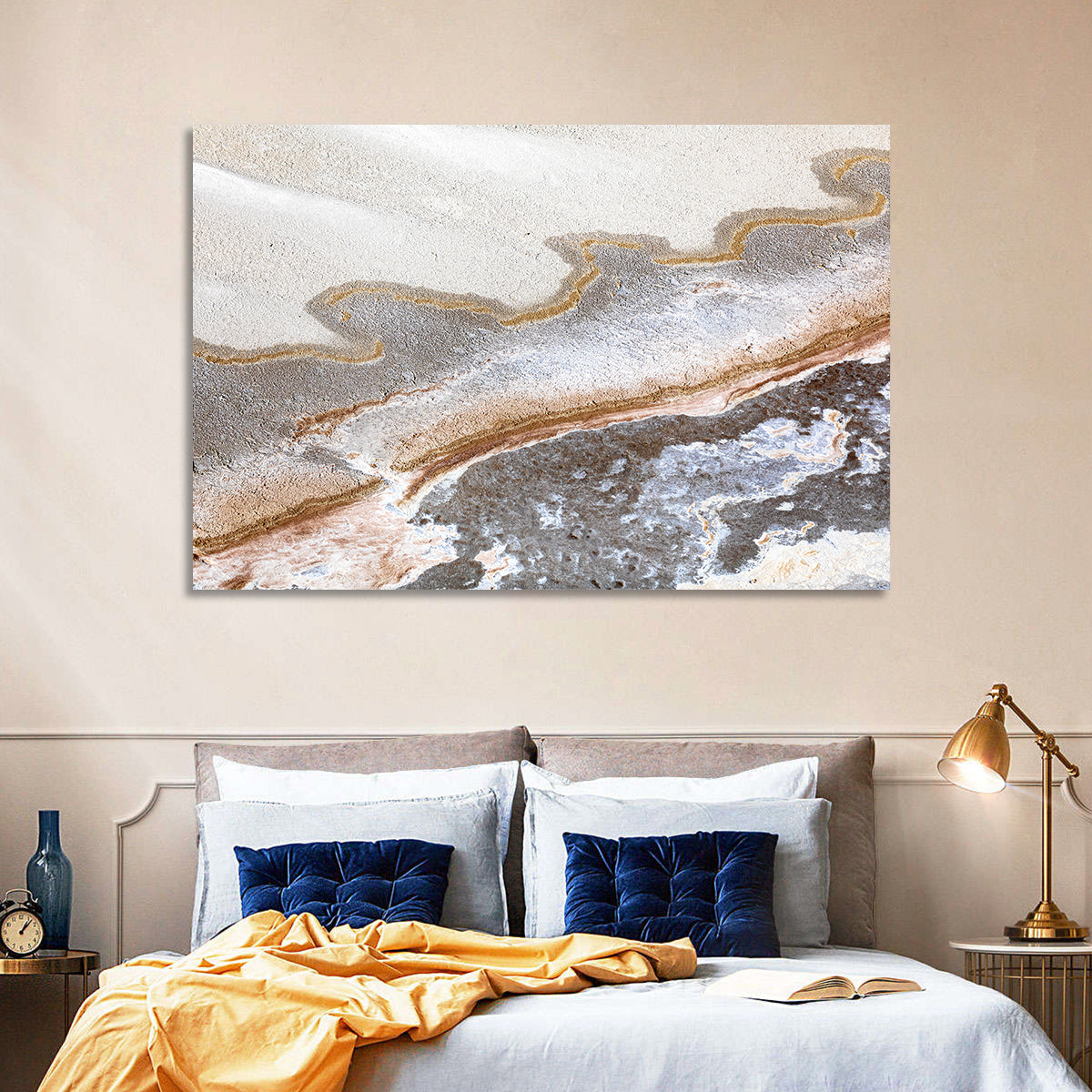 Lake Eyre Salt Flats Wall Art in a room, landscape