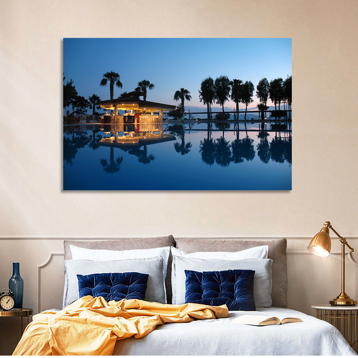 Twilight Poolside Bar Wall Art