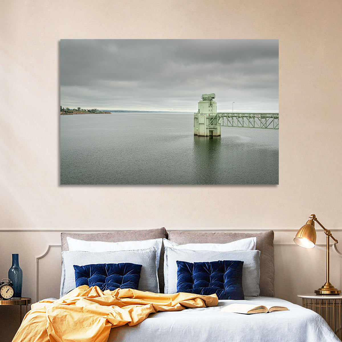 Lake Mcconaughy Intake Tower Wall Art in a room, landscape