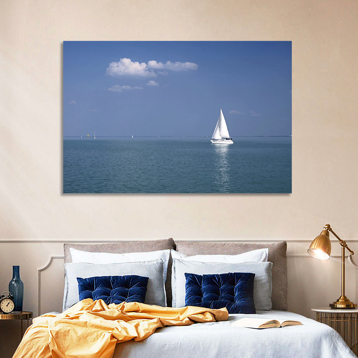 Sailboat on Lake Balaton Wall Art in a room, landscape