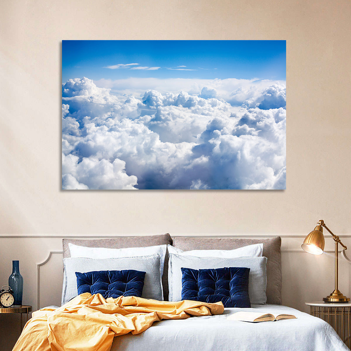 Aerial Cloudscape Wall Art in a room, landscape