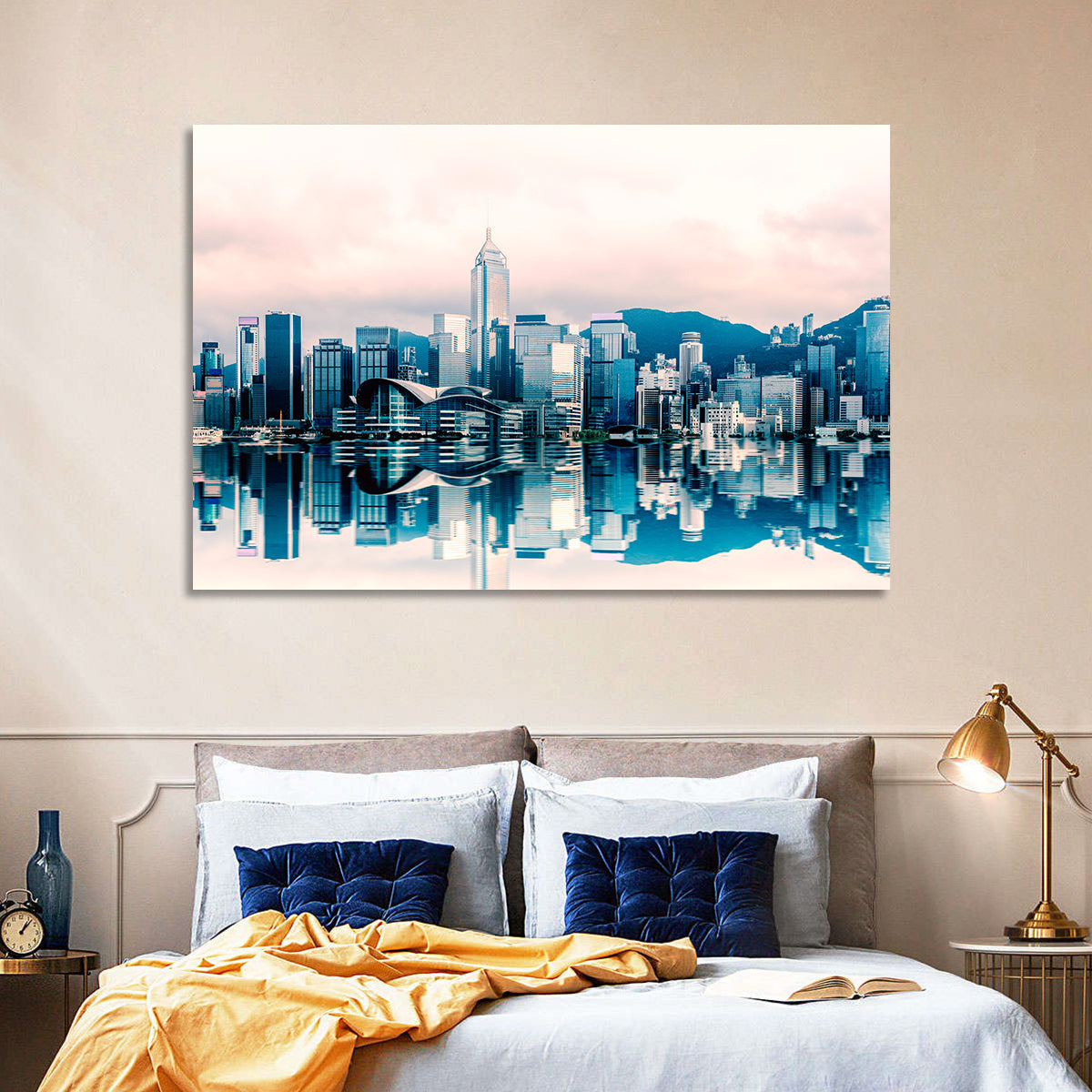 Victoria Harbour Sketch at Dusk Wall Art