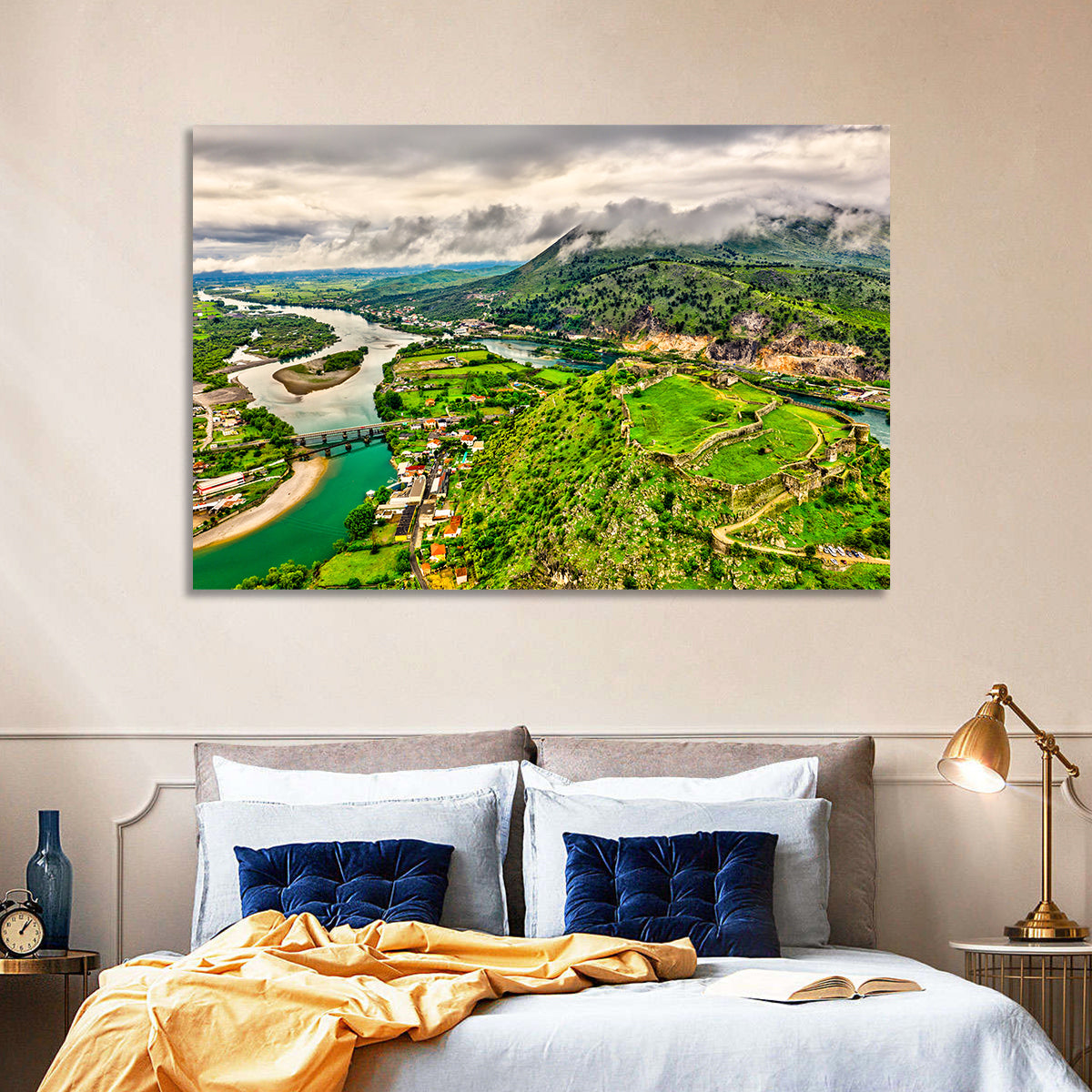 Rozafa Castle River Valley View Wall Art in a room, landscape