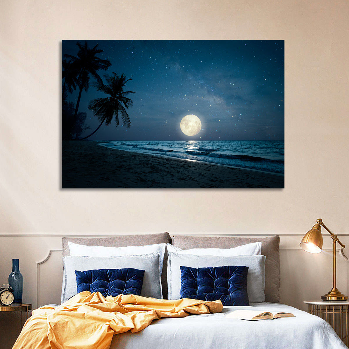 Palm Beach Moonset Wall Art in a room, landscape
