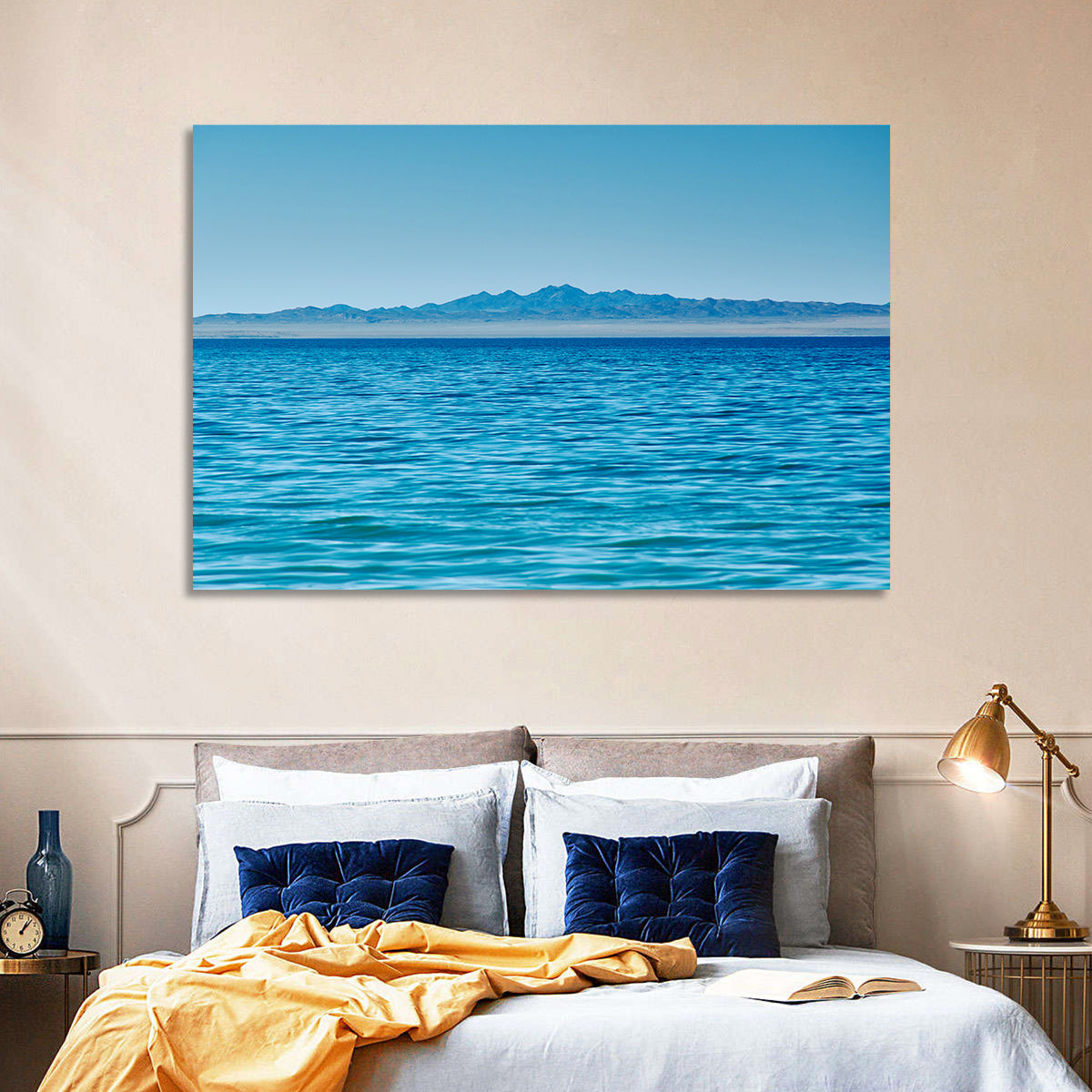 Khyargas Nuur Lake Wall Art in a room, landscape