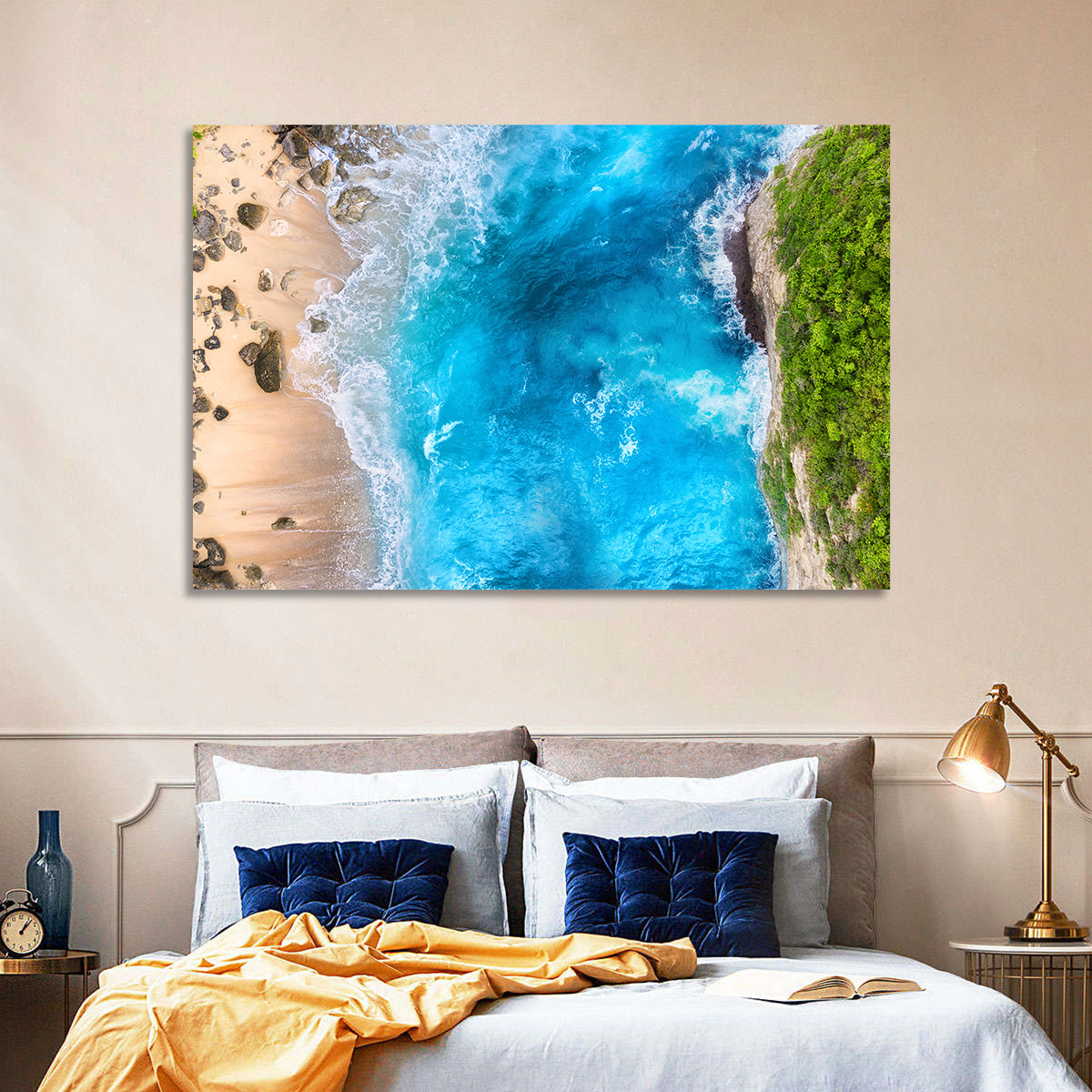Aerial Turquoise Beach Cliffs Wall Art