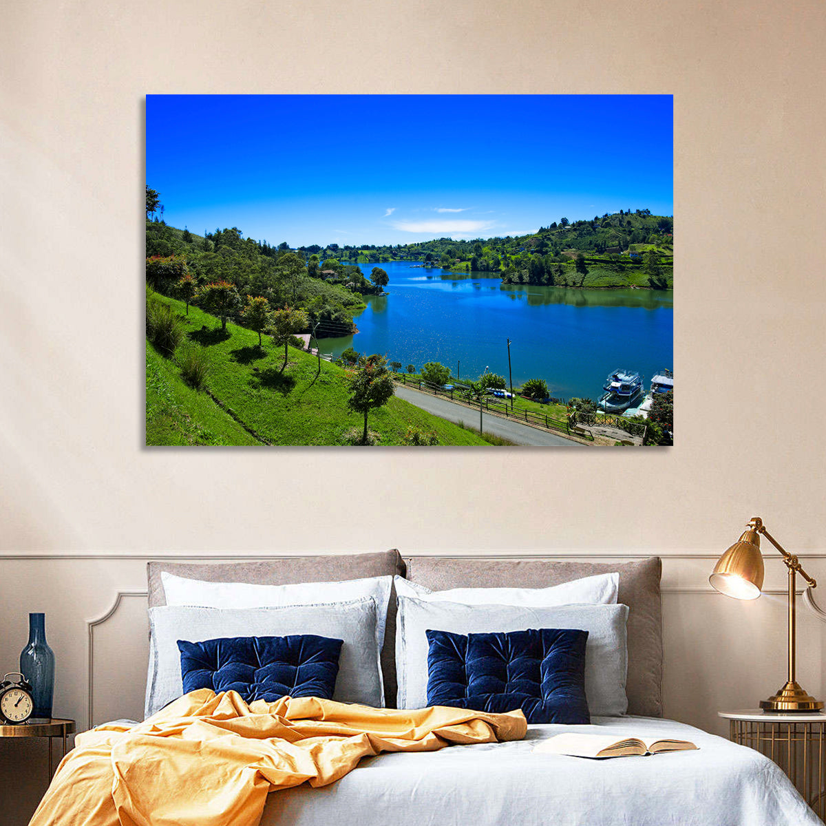 Santa Fe De Antioquia Lake View Wall Art in a room, landscape