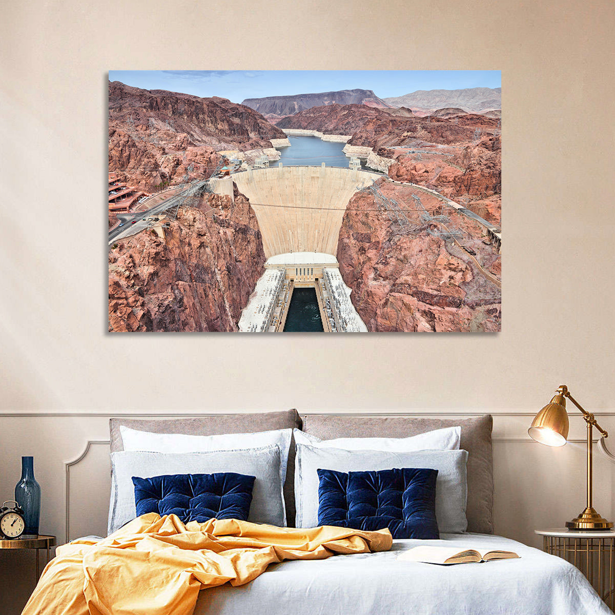 Hoover Dam High-angle View Wall Art in a room, landscape