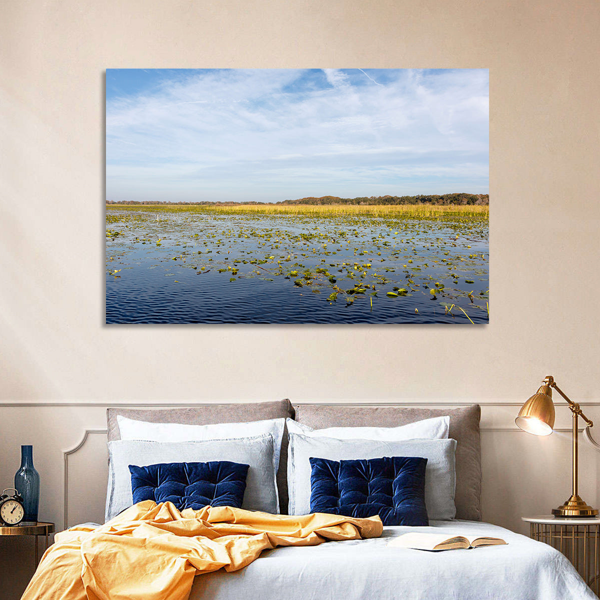 Lake Toho Lily Pads Wall Art in a room, landscape